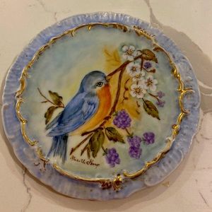Vintage Hand Painted & Artist Signed Ceramic Bird Plate Display